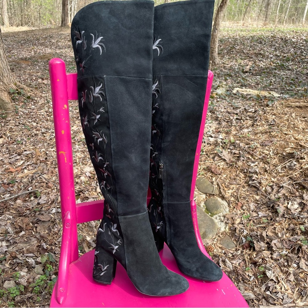 EMBROIDERED BOOTS Over Knee Tall-  Kenneth Cole- Claire. 6.5
